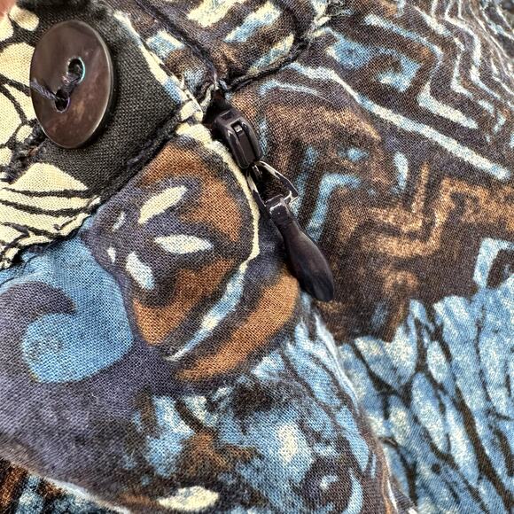 Chico's Maxi Skirt Womens Medium Blue Patchwork Floral Lined Boho Coastal - Picture 7 of 8